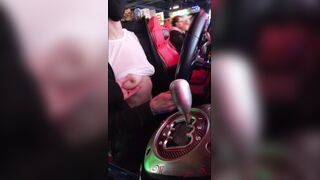 Wife Flashing Next to Strangers at Arcade - porn video
