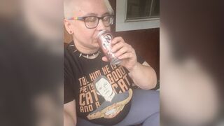 Nerdy Chubby Slut Smoking on Porch - porn video