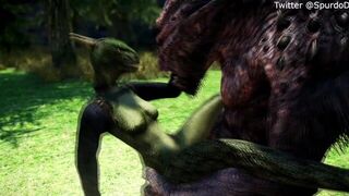 Argonian takes care of her pet troll - porn video